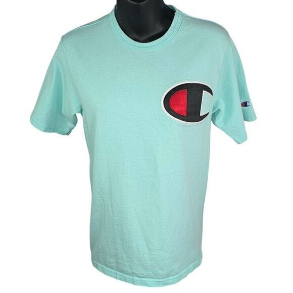 VTG Y2K Champion Short Sleeve T C Logo Light Mint Green Women’s S BLOKETTE - Picture 1 of 7